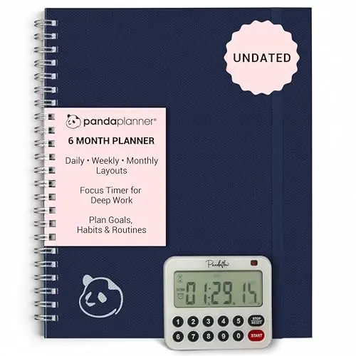 Panda Planner Ultimate Luxury Daily Planner in Navy with focus timer