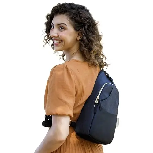 Simple black lightweight polyester crossbody diaper bag