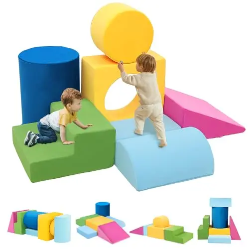 Edbuosy colorful velvet-covered foam climbing blocks and shapes for toddlers