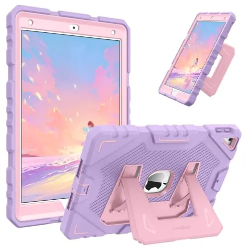 Fintie Purple rugged heavy-duty kids iPad case with kickstand
