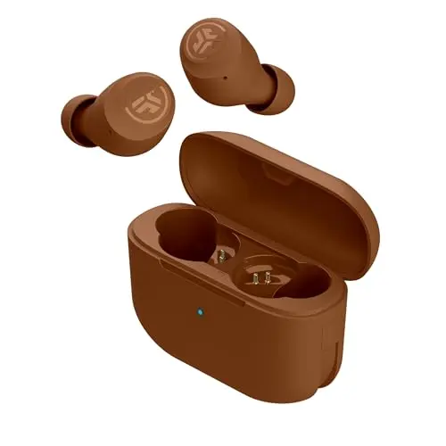 JLab Go Air Pop+ Tones wireless earbuds in a small, colorful charging case
