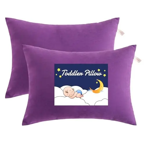 NTBAY 2-pack small purple toddler pillows for travel and daycare