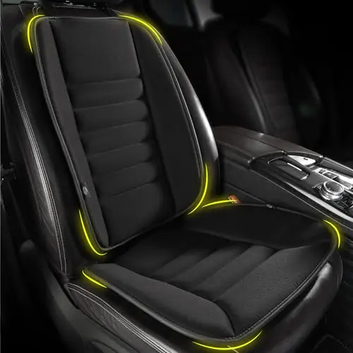 kingphenix car seat cushion and adjustable lumbar support pillow set in black.