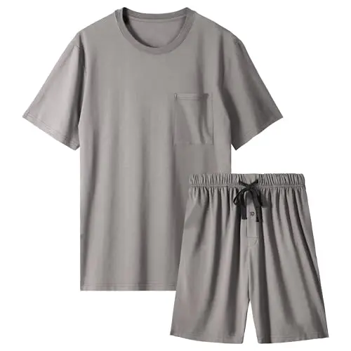 Bamboo Cool men's short sleeve pajama set in a casual t-shirt style