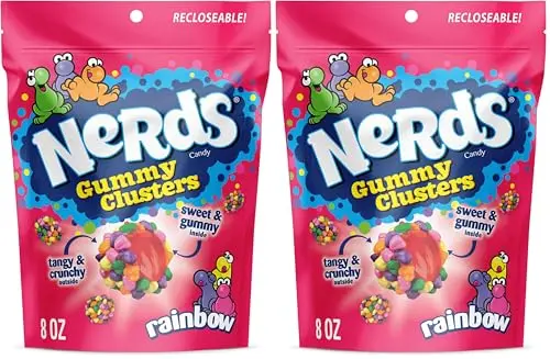 Resealable bag of Nerds Rainbow Gummy Clusters candy