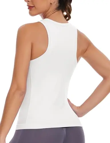 MathCat seamless racerback workout tank top in white