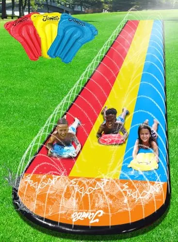JAMBO 25 foot extra long premium slip and slide with three bodyboards