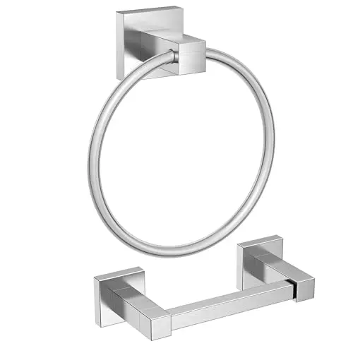 FORIOUS toilet paper holder and hand towel ring set in brushed nickel stainless steel