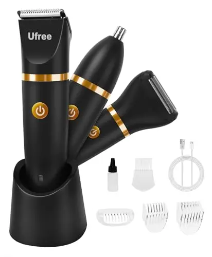 Ufree bikini trimmer with multiple attachments in black