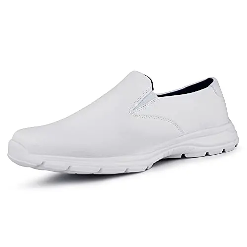 Hawkwell Men's basic slip-on nursing shoes in white