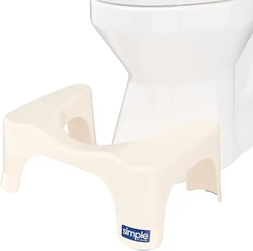 Squatty Potty Simple Buttercream 7-inch toilet stool in buttercream color, showing non-skid feet.