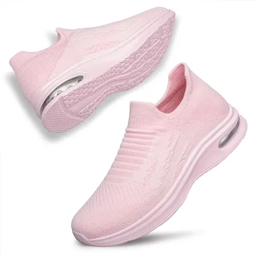 YHOON Women's Comfort Non Slip Tennis Shoes in pink