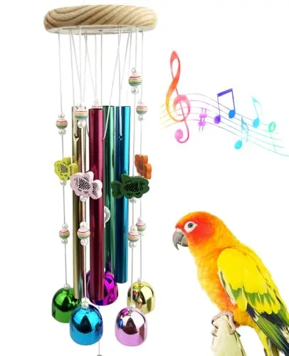 FlidRunest bird wind chime chew toy with colorful bells and tubes