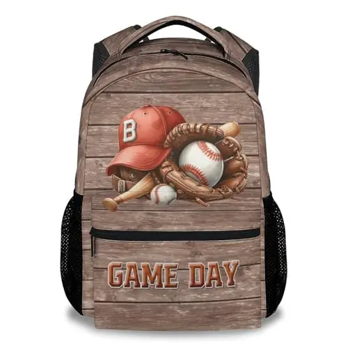 UNIKITTY Baseball-themed kids backpack with durable polyester and utility pockets