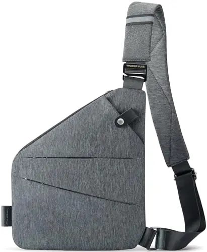 WANDER PLUS Grey Waterproof Anti-Theft Crossbody Bag with reflective details