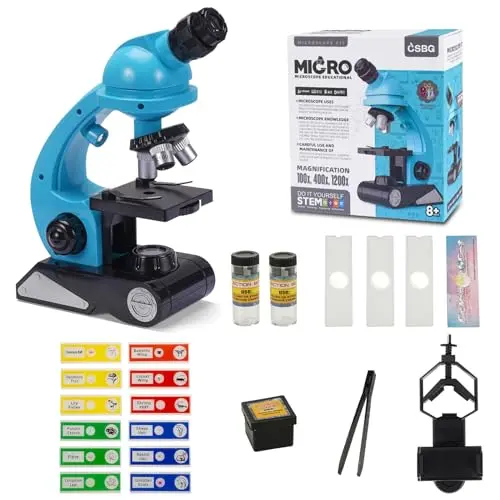 Little World black metal kids microscope with phone bracket and dual LEDs