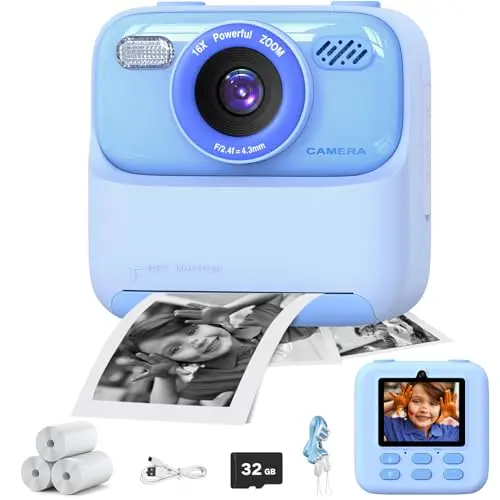 Blue Masterbee instant print digital camera for kids