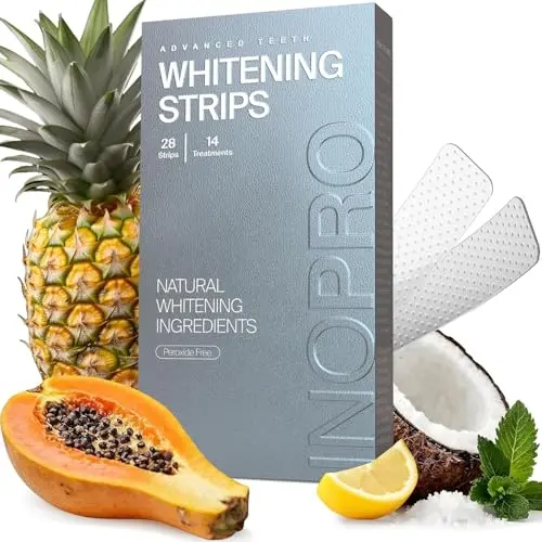 InoPro Natural Teeth Whitening Strips with papain and bromelain