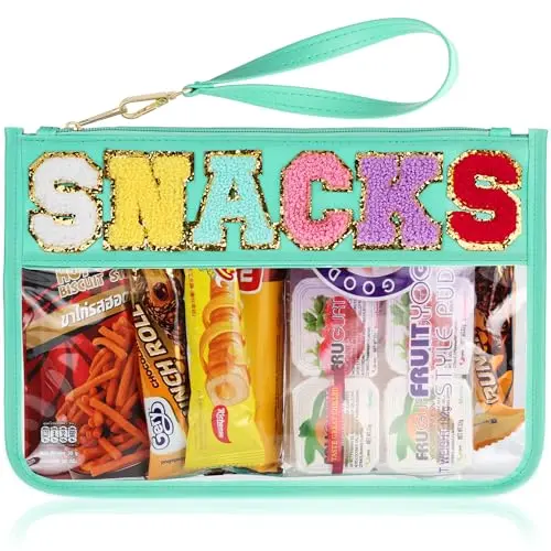 TESAFNG Clear Chenille Letter Snack Bag Pouch