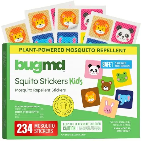 BugMD Squito Stickers mosquito repellent patches for kids with animal designs
