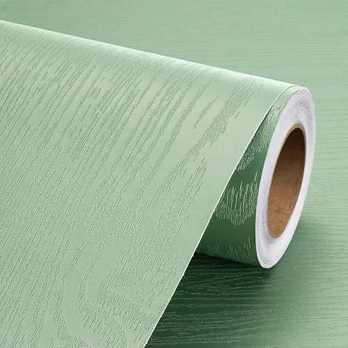 Livelynine sage green wood grain texture peel and stick contact paper roll