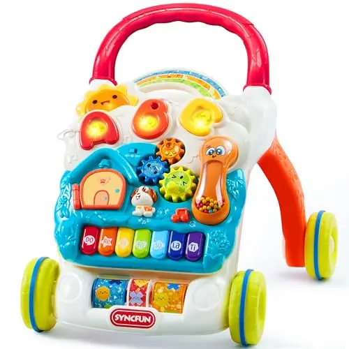SYNCFUN pastel-colored baby learning walker with light-up panel