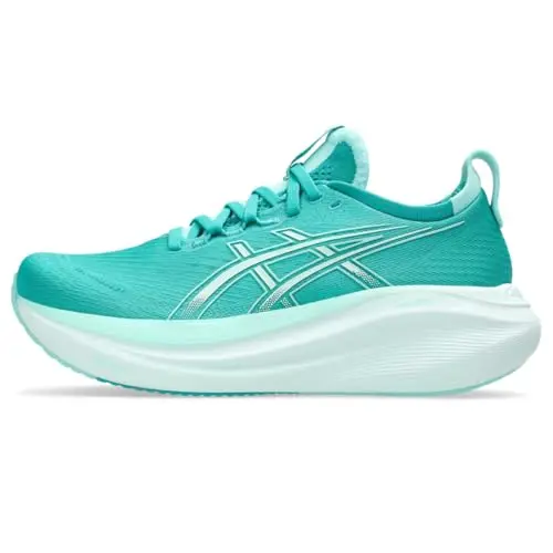 ASICS Women's Gel-Nimbus 27 Running Shoes in teal and mint