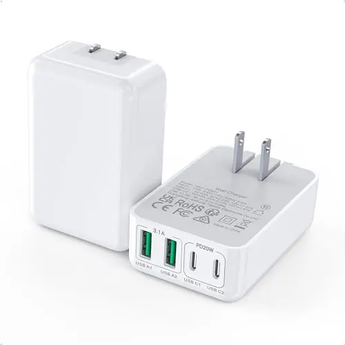 Two pack of Qwinjwin ultra-thin flat USB C wall chargers with foldable plugs