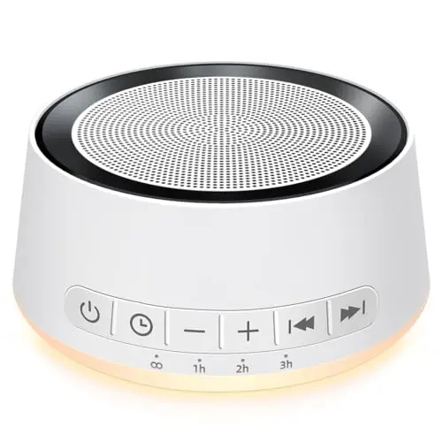 SoundMe white noise machine with colorful LED night light display