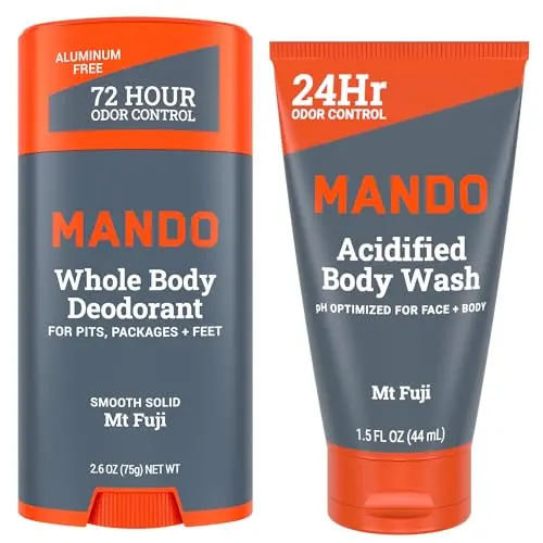 Mando solid stick with small acidified body wash in Mt Fuji scent
