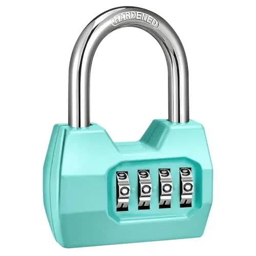 disecu turquoise 4-digit combination padlock on a locker