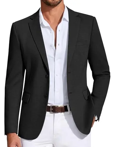 COOFANDY Men's Stretch Travel Blazer in black