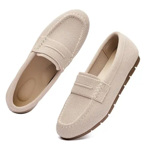 Vespiero Women's Knit Loafers in a Nude color, showing slip-on design