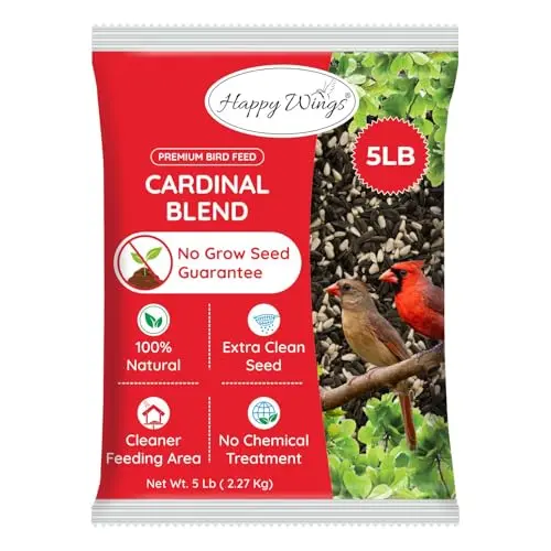 Happy Wings Cardinal blend bird food with sunflower and safflower seeds