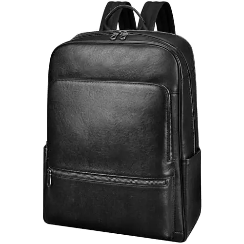 Colins Keirs Black Genuine Leather Backpack