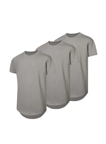 Jmierr Men's Longline Crewneck T-Shirt in grey, showing the slim cut and crewneck design