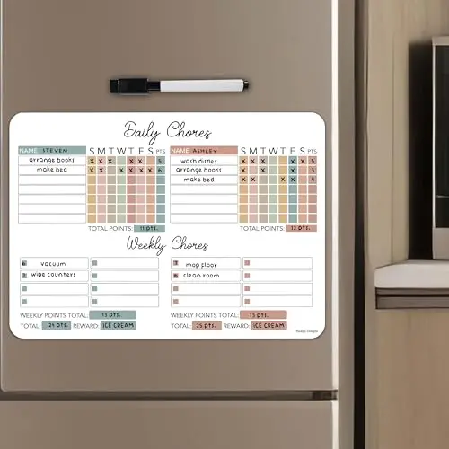 Hadley Designs Boho Pastel Magnetic Chore Chart with dry erase surface