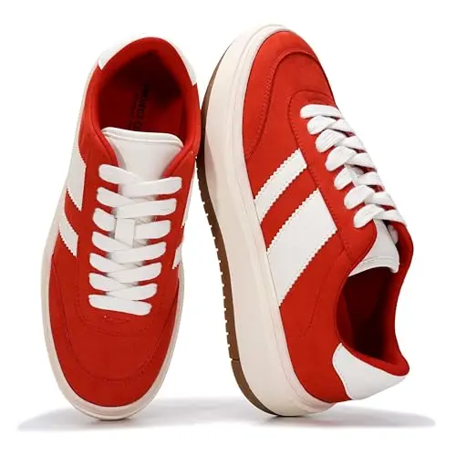 Project Cloud Nita women's platform sneakers in red with striped design