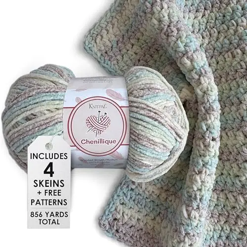 KnitPal Chenillique Velvet Chenille Yarn in a soft, speckled color