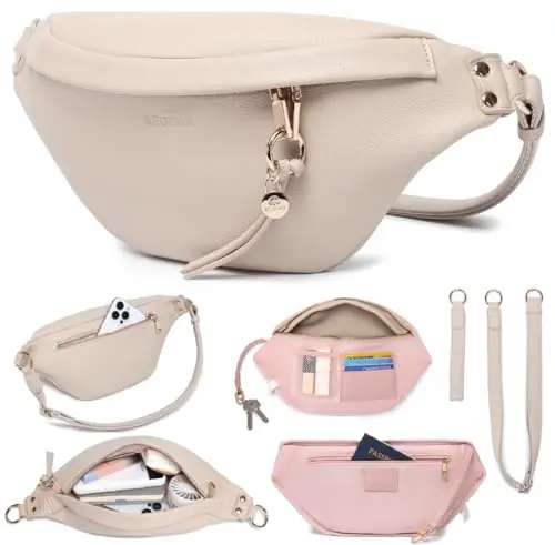 SEDENA Ivory Vegan Leather Crossbody Bag with anti-theft charm lock