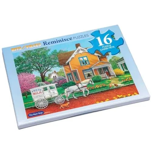 Bits and Pieces The Next Stop Puzzle showing a rustic Americana scene with large pieces