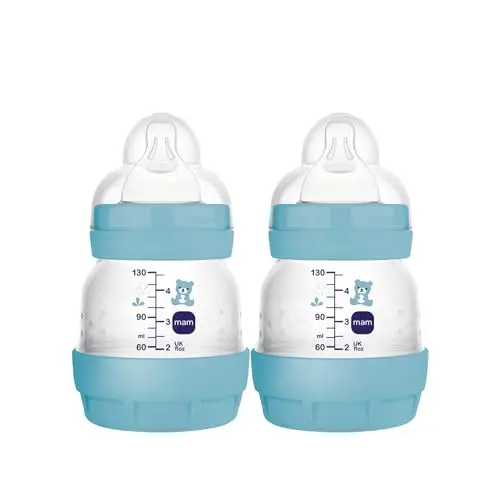 MAM Easy Start Anti-Colic Baby Bottle with extra slow flow nipple in denim color