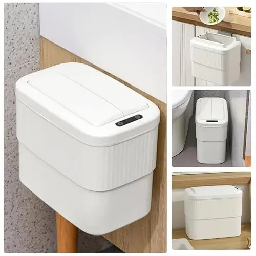 Ornato hanging motion sensor trash can in white