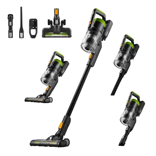 Green Eureka RapidClean Pro cordless stick vacuum with LED light