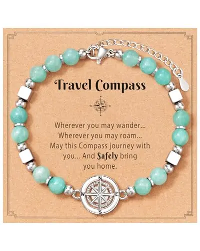 Shonyin compass pendant bracelet with amazonite beads