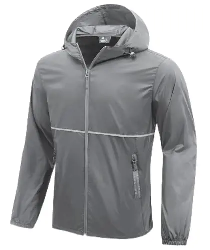 ZITY Mens Golf Rain Jacket in grey with reflective stripes