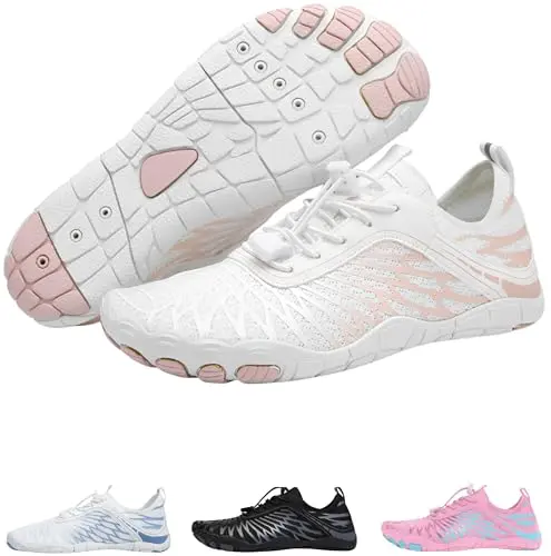 Hike Footwear Lazuli Pro barefoot shoe in white and pink