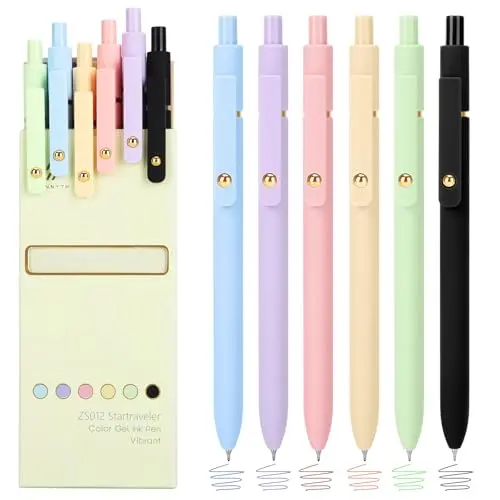 Ddaowanx set of six colored gel pens in aesthetic pastel colors