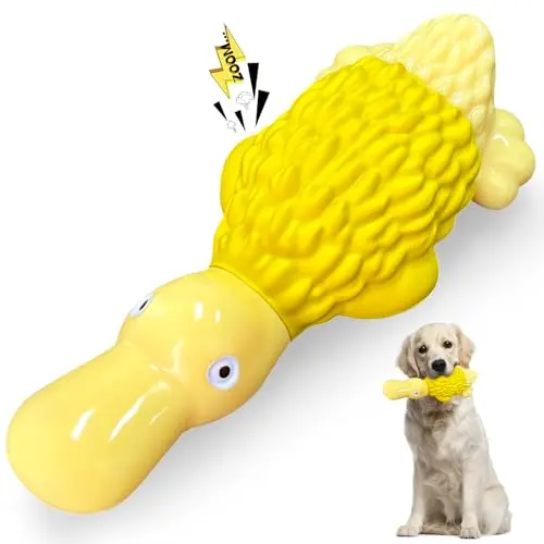 Jeefome yellow duck-shaped durable dog toy for aggressive chewers