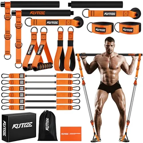 KUTIZE heavy-duty Pilates bar with thick resistance bands